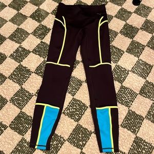 Puma neon Colorblock piping athletic leggings
